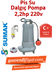 SUMAK SDF20/2 2.2HP 220v Açık Fanlı Pis Su Dalgıç Pompa