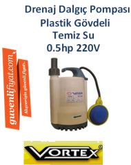 VORTEX VORX-2  -0.5HP-220V- PLASTİK GÖVDELİ DRENAJ DALGIÇ POMPASI (AÇIK FANLI)