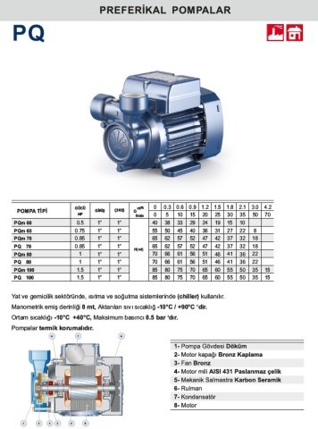 Pedrollo PQ 100     1.5Hp 380V  Preferikal Pompa