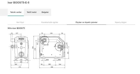 WİLO Isar BOOST5-E-5  220V-50/60 Hz  SÜPER SESSİZ KENDİNDEN EMİŞLİ ÇOK KADEMELİ FREKANS KONTROLLÜ HİDROFOR