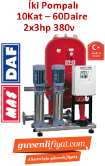 DAF DM2-4207 2x3Hp 380v İki Pompalı Hidrofor (14kat-66daire)