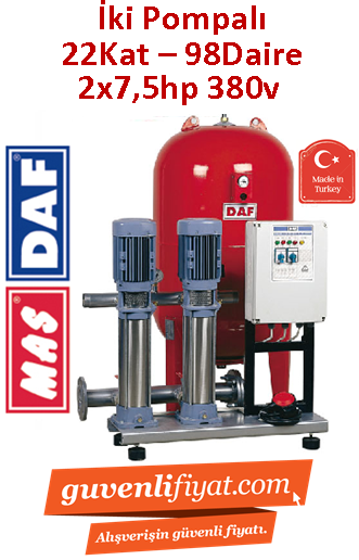 DAF DM2-4407 2x7.5Hp 380v İki Pompalı Hidrofor (22kat-98daire)