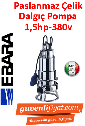 EBARA DW 150 380V 1.5HP Komple Paslanmaz Açık Fanlı Dalgıç Pompa