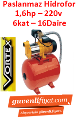 VORTEX VKP S/S 9-04 M 1.6HP 220V Paslanmaz Fanlı Kademeli Hidrofor ( 6 kat-16 Daire)