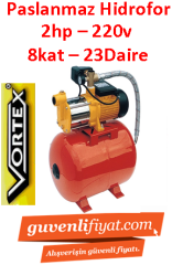 VORTEX VKP S/S 7-06 M 2HP 220V Paslanmaz Fanlı Kademeli Hidrofor ( 8 kat-23 Daire)