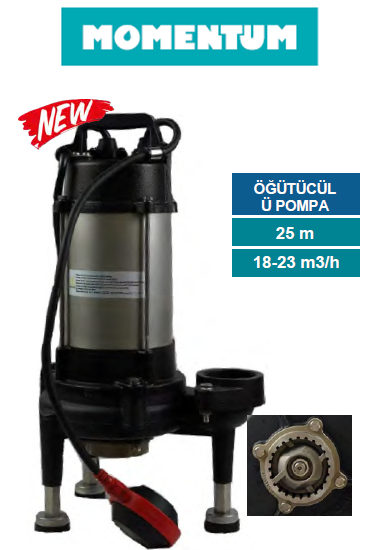 Momentum P1800T 2,5hp 380V Özel Öğütücülü Sistemli Bıçaklı Dalgıç Pompa