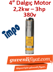 İMPO 2.2kw -3hp 380V Dalgıç Motor (eco motor, döküm başlıklı, ithal)  4''