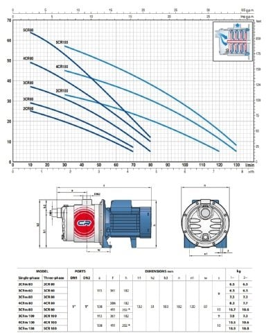 Pedrollo  5CRm 100    1.5 Hp 220V  Kademeli Jet Pompa