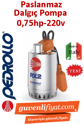 PEDROLLO RXM 3 220V 0.75HP Komple Paslanmaz Drenaj Dalgıç Pompa
