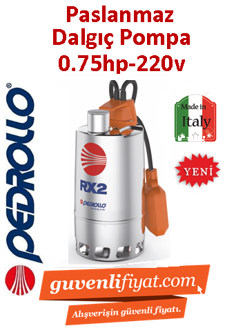 PEDROLLO RXM 3/20 220V 0.75HP Komple Paslanmaz Flatörlü Drenaj Dalgıç Pompa