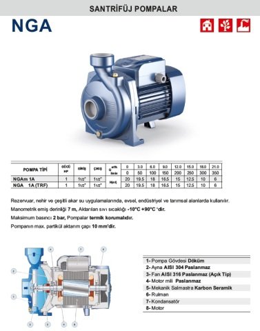 PEDROLLO NGAm 1A    1HP 220V DÖKÜM GÖVDELİ FOSEPTİK SANTRÜFÜJ POMPA