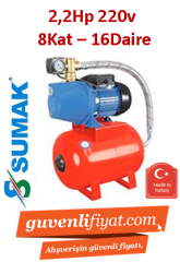 SUMAK SMJH 220 2.2hp 220v Döküm Gövdeli Paket Hidrofor 100lt Tanklı