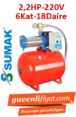 SUMAK SYMH8-220/6 2.2hp 220v Kademeli Paket Hidrofor 100lt Tanklı (Pano+Flatör dahil)