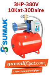 SUMAK SYMTH8-300/8 3hp 380v Kademeli Paket Hidrofor 100lt Tankl (Pano + Flatör dahil)ı