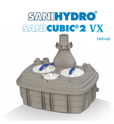 SANİHYDRO SANİCUBIC 2 VX T  380V ATIK SU POMPA - ÇİFT POMPALI VORTEX TRİFAZE