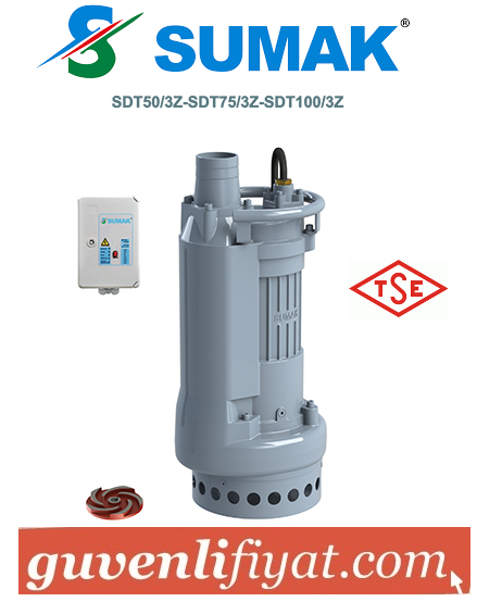 SUMAK SDT 50/3Z 5.5 HP 380W GÖVDE SOĞUTMALI DRENAJ DALGIÇ POMPA