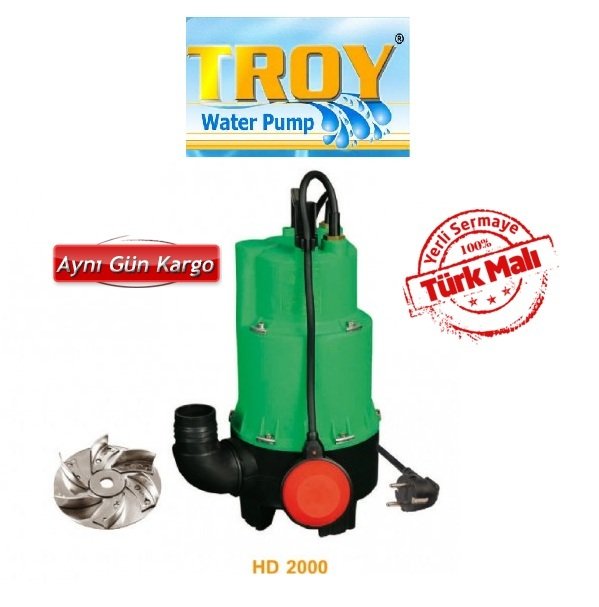 TROY HD 2000 1500W 2\'\' ÇIKIŞLI KİRLİ SU DALGIÇ POMPA