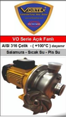 VORTEX  VO 350-05T  -0.5 HP-380V- PASLANMAZ ÇELİK AÇIK FANLI SANTRİFÜJ POMPA - Aisi 316
