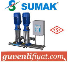 SUMAK SHTP8 B 220/8 2x 2.2 HP 380W ÇİFT POMPALI DÜŞEY MİLLİ KADEMELİ KOMPLE PASLANMAZ HİDROFOR