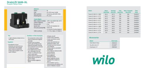 WİLO Drainlift SANI-XL.12M/1   2X1.1kW 220V  ÇİFT ENTEGRE POMPALI  FOSEPTİK ATIK SU TAHLİYE CİHAZI (ATIK SU TERFİ TESİSİ)