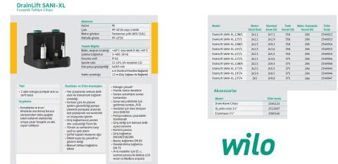 WİLO Drainlift SANI-XL.12T/1   2X1.1kW 380V  ÇİFT ENTEGRE POMPALI  FOSEPTİK ATIK SU TAHLİYE CİHAZI (ATIK SU TERFİ TESİSİ)