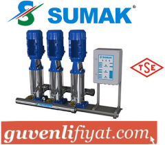 SUMAK SHTP16 C 550/8 3x5.5 HP 380W ÜÇ POMPALI DÜŞEY MİLLİ KADEMELİ KOMPLE PASLANMAZ HİDROFOR