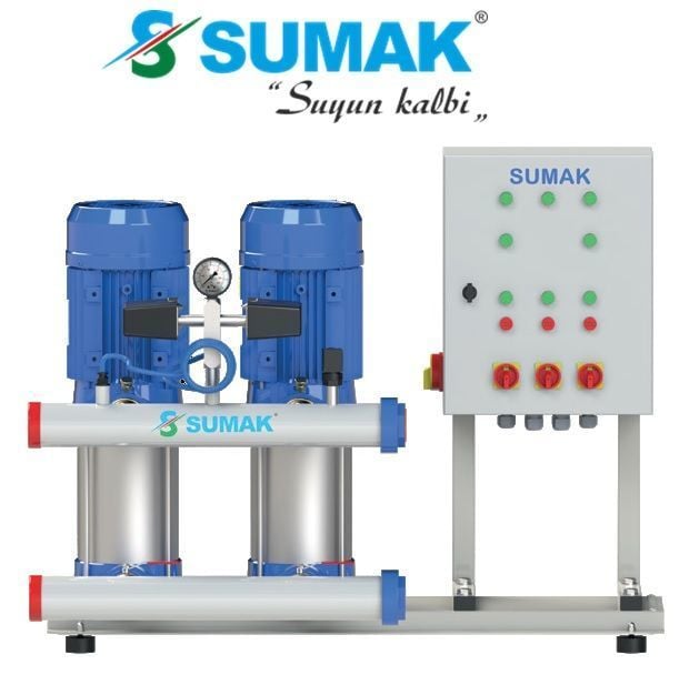 SUMAK, SHT8B 400/10 PFK, 2x3 KW, 380V, 2900 d/d,  ÇİFT POMPALI, FREKANS KONTROLLÜ HİDROFOR