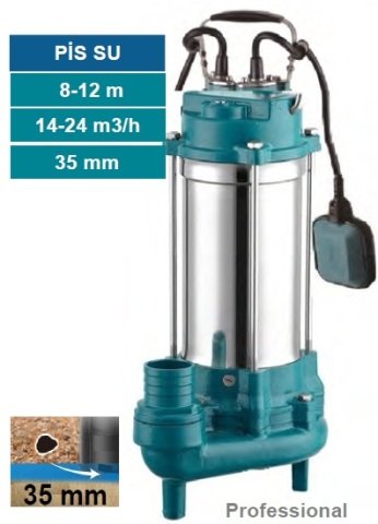 MOMENTUM PSP30-9/0.75-1HP-220V- PASLANMAZ GÖVDELİ PİS SU DRENAJ DALGIÇ  POMPASI