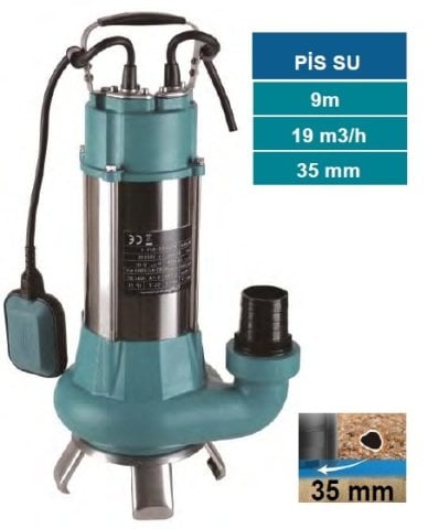 MOMENTUM PSP20-9/1.1T- 1.5HP-380V- PASLANMAZ GÖVDELİ PİS SU DRENAJ DALGIÇ  POMPASI