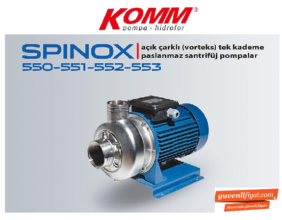 STAR SPINOX 552 M 3.HP 220V KOMPLE PASLANMAZ AÇIK (VORTEX) ÇARKLI SANTRİFÜJ POMPA