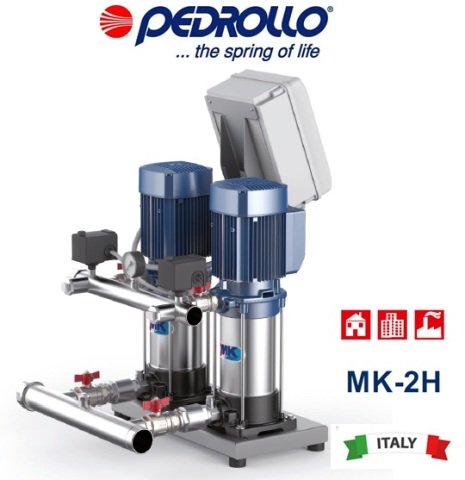 Pedrollo MK 2H - 5/8    2x3Hp 380V  İki Pompalı Dikey Milli Paket Hidrofor