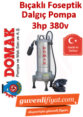 DOMAK AST1025 B5 3HP 380v Bıçaklı Foseptik Dalgıç Pompası (panolu)