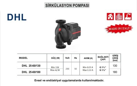 Pedrollo DHL 25-60/130  Frekans Konvertörlü Sirkülasyon Pompa