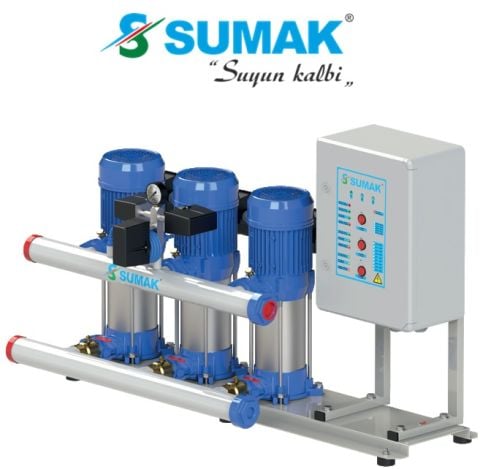 SUMAK, SHT6C-100/6, 1HP, 380V, ÜÇ POMPALI, DÜŞEY MİLLİ, KADEMELİ HİDROFOR