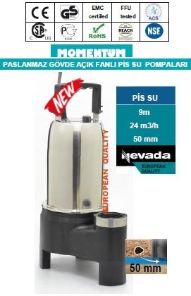 MOMENTUM GP20-1.4- 1.3HP-220V- PASLANMAZ GÖVDELİ AÇIK FANLI FOSEPTİK POMPA