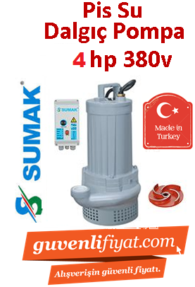 SUMAK SDTV 40/2 4HP 380v Açık Fanlı Pis Su Dalgıç Pompa