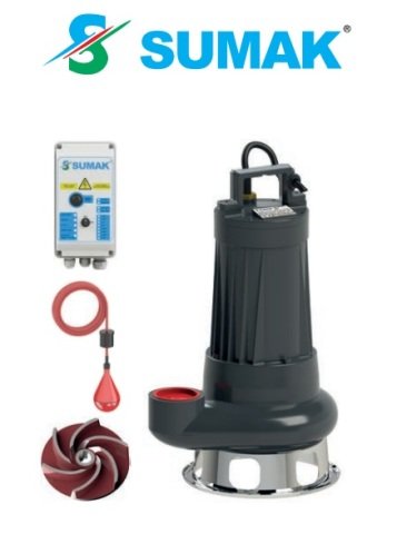 Sumak SDTV30/2.5  3Hp 380V  Vortex Çarklı Atık Su Dalgıç Pompa