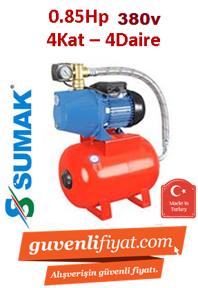 SUMAK SMJH 85 1hp 380v Döküm Gövdeli Paket Hidrofor 24lt Tanklı