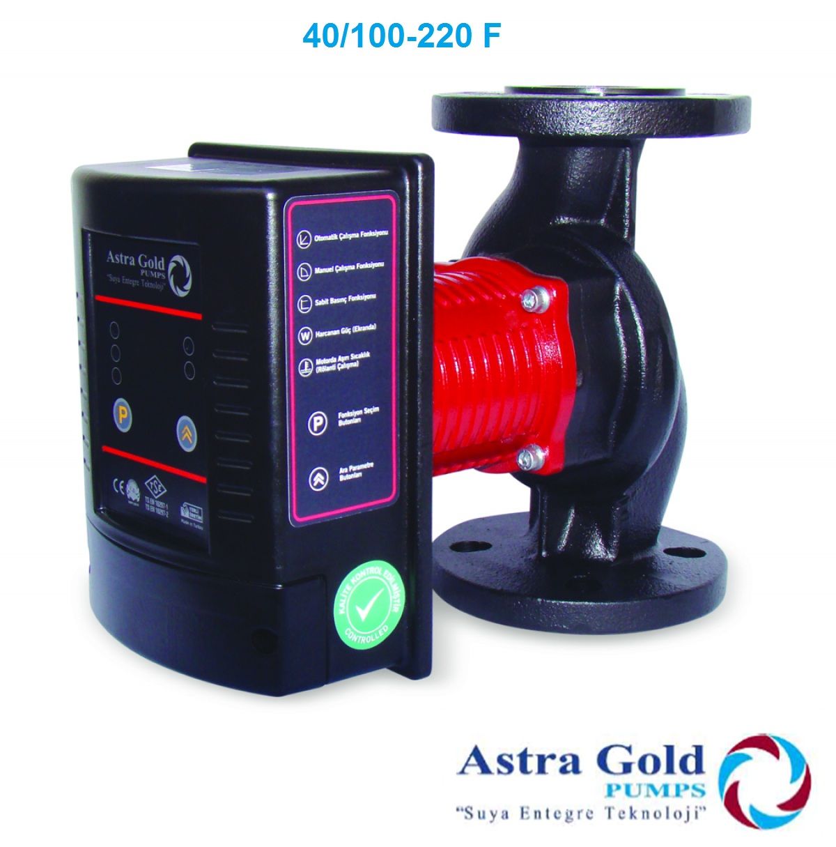 Astra Gold 40/100-220 F  DN 40 Frekans Kontrollü Sabit Mıknatıslı Flanşlı Tip Sirkülasyon Pompası