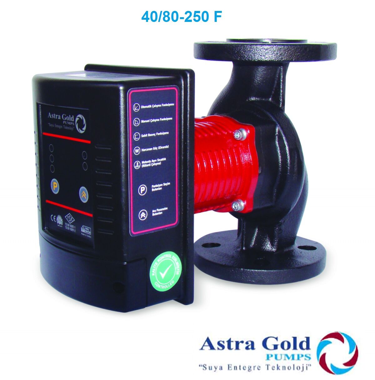 Astra Gold 40/80-250 F  DN 40 Frekans Kontrollü Sabit Mıknatıslı Flanşlı Tip Sirkülasyon Pompası