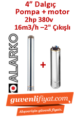 ALARKO 4SD16/6 DMD 2Hp 380v 2'' Çıkışlı 4'' Derin Kuyu Sondaj Motor + Pompa