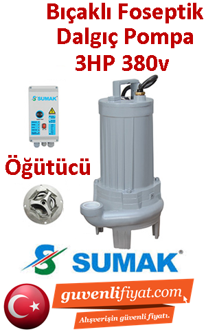 SUMAK SBRT 30/2 P 3Hp 380v Bıçaklı Foseptik Dalgıç Pompa (parçalayıcılı)