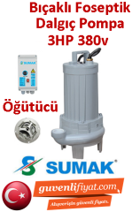 SUMAK SBRT 30/2 P 3Hp 380v Bıçaklı Foseptik Dalgıç Pompa (parçalayıcılı)