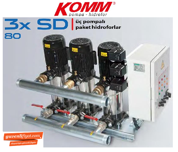 STAR 3 SD 80/5 T 3x1 HP 380V ÜÇ POMPALI PAKET HİDROFOR
