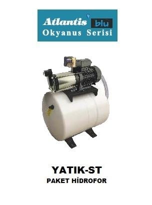 Atlantis Blu YATIK 7-6M-ST  2Hp 220V   Sabit Patlamayan Membranlı Tank Hazır Paket Hidrofor  - 50 Litre tanklı