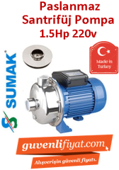 SUMAK SMINOX/K-150/2 1.5hp 220v Paslanmaz Santrifüj Pompa