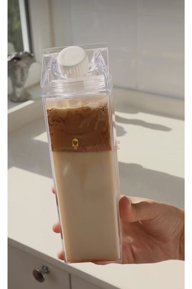 Süt Kutu Tasarımlı Su Kahve Içecek Şişesi Kahve Ve Sunum Bardağı