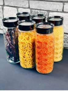 6 Adet Mega Boy Cam Kavanoz Seti 1600 Ml Baharat Etiketi Hediyeli
