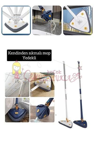 Kendinden Sıkmalı Üçgen Mop ( Yedekli )
