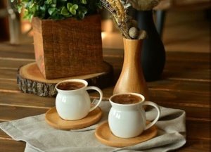 BAMBU TABAKLI DÜZ 6'LI LÜX KAHVE FİNCAN TAKIMI